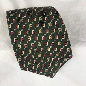 XMI 325 Series Green Red Tan 100% Imported Silk Men’s Neck Tie Made In USA